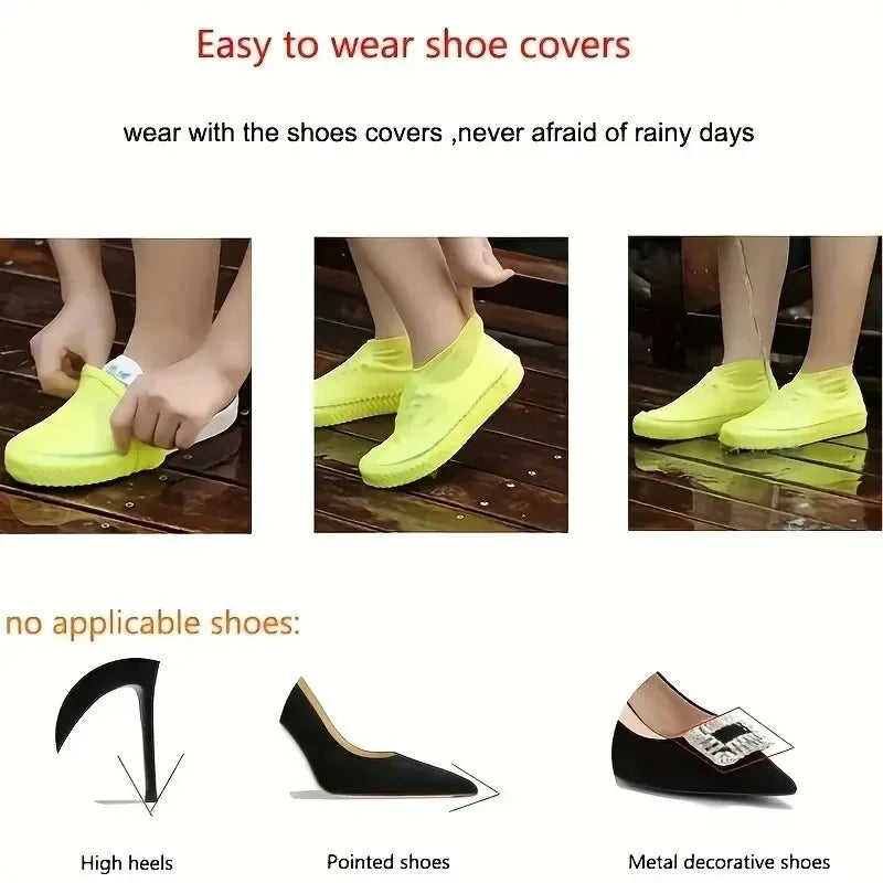 1 Pair Rubber Rain Boot Overshoes For Outdoor Use, Silicone Waterproof Shoe Covers, Rainy Day Shoe Cover, Reusable Non-Slip Rain