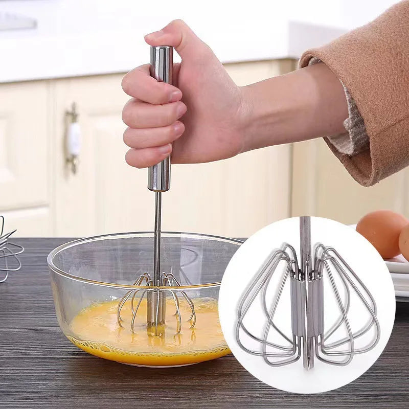 1/3Pcs Semi Automatic Egg Beater Stainless Steel Manual Hand Whisk Mixer Self-Turning Cream Utensils Kitchen Gadgets Egg Tools