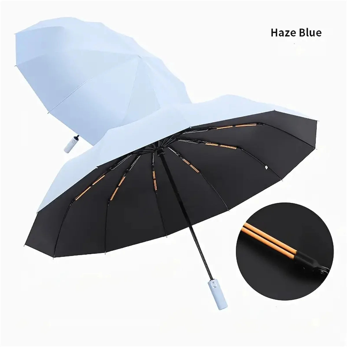 12 Bone Black Glue Fully Automatic Umbrella with Thick and Durable Keel Three Fold Umbrella Uv Resistant Folding Umbrella