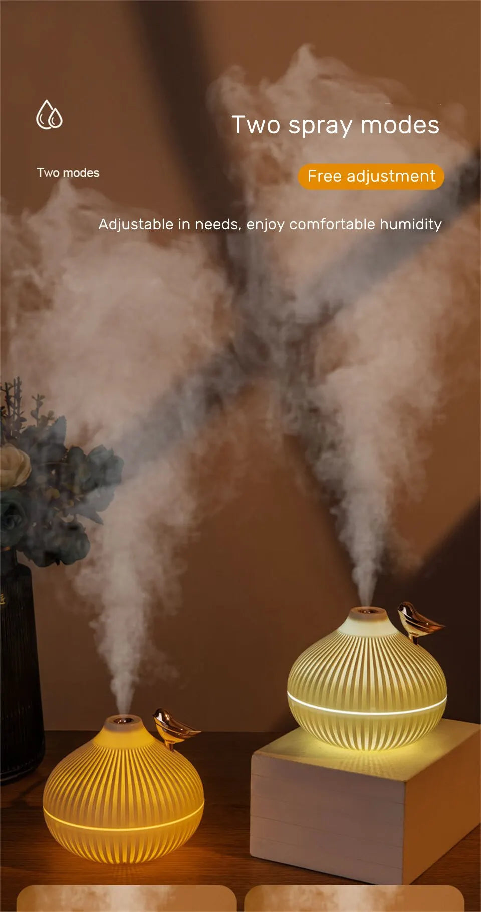 New Design 300ml Small Onion Air Humidifier Aroma Diffuser Portable Led Steam Smart Mist Usb Humidifier Purifier