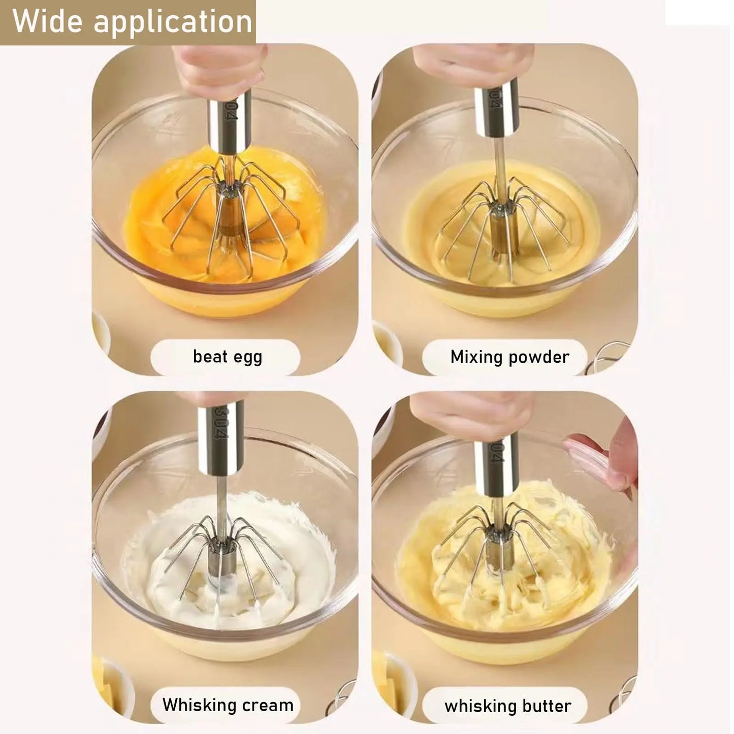 1/3Pcs Semi Automatic Egg Beater Stainless Steel Manual Hand Whisk Mixer Self-Turning Cream Utensils Kitchen Gadgets Egg Tools