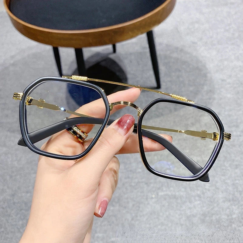 1PCs Blue Light Blocking Fashion High-end Glasses Men Optical Clear Glasses Black Square Frame Eyeglasses Anti-radiation