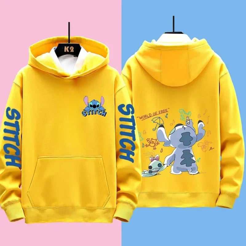 Miniso Funny Anime Autum Winter Men Women Hoodie Children Clothe Kid Girl Boy Lilo and Stitch Sweatshirt Manga Hoody Baby Casual