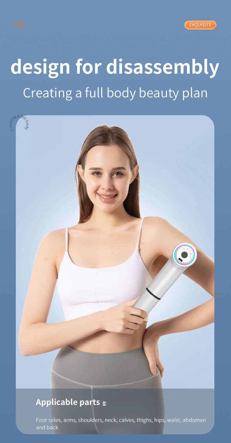 MUKASI Massage Gun with Detachable Extended Handle, Deep Tissue Muscle Massager, Cool Breathing Light, for Muscle Pain Relief