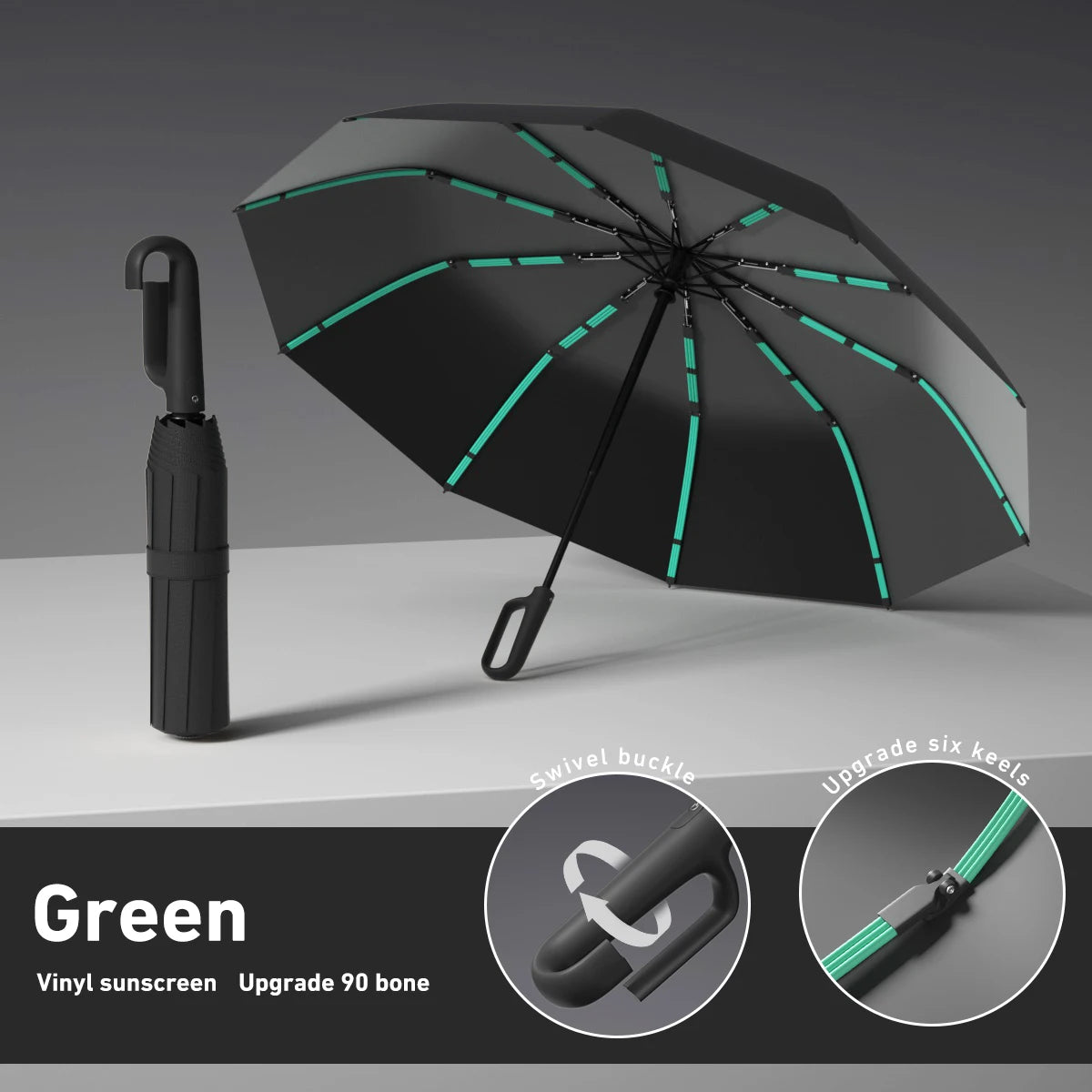 1 Handle Fully Automatic Folding Umbrella with Buckle, Easy to Carry Larger, Thicker and Sturdy. Suitable for Men and Women, Portable and Windproof, Double-Layer Windproof, Various Umbrella Bones, Snap or Rotating Handles, Va