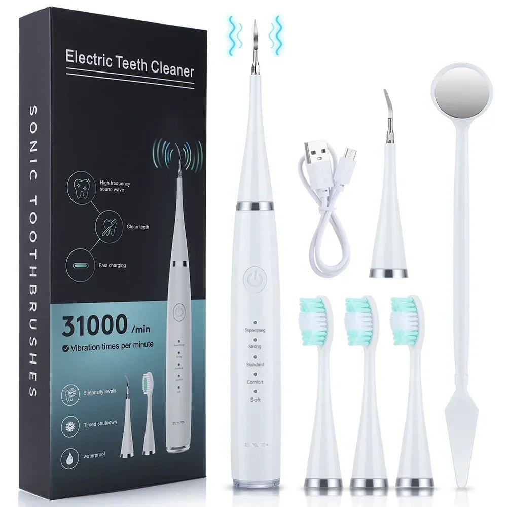 Electric Toothbrush with Sonic Cleaning 3-in-1 for Removing Tartar Whitening Teeth Oral Care USB Charging Replacing Brush Head