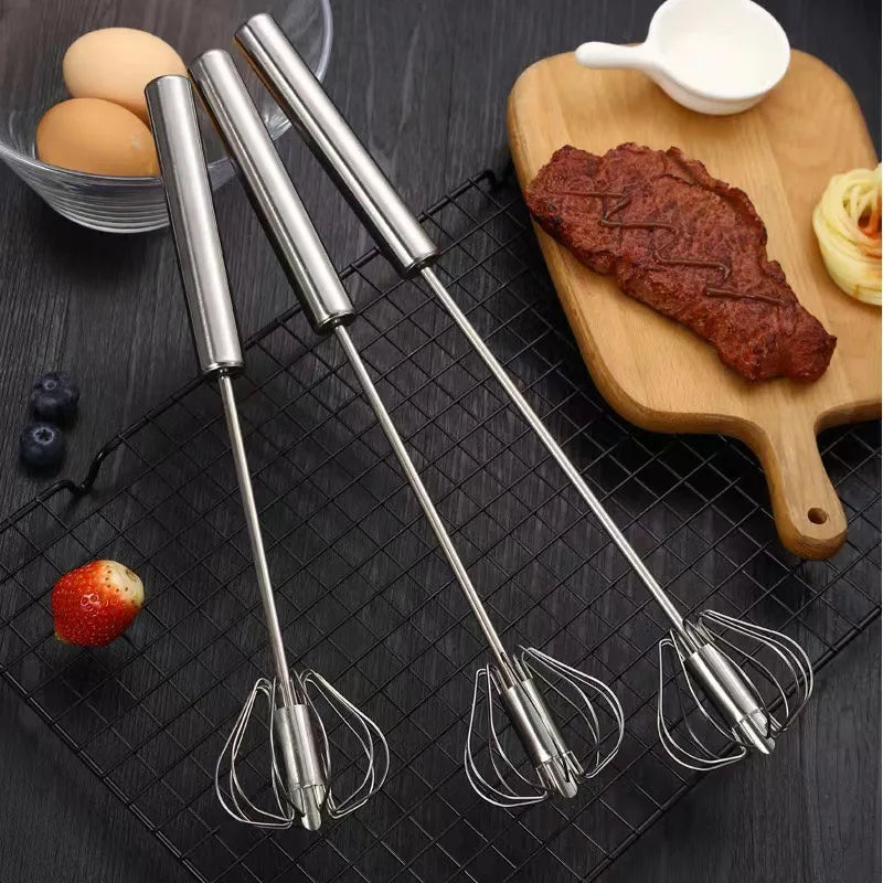 1/3Pcs Semi Automatic Egg Beater Stainless Steel Manual Hand Whisk Mixer Self-Turning Cream Utensils Kitchen Gadgets Egg Tools