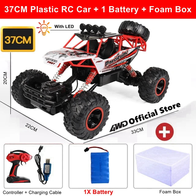 1:16 4WD RC Car With Led Lights Remote Control Cars Buggy Off Road 4x4 Radio Control Alloy Trucks Boys Toys for Children