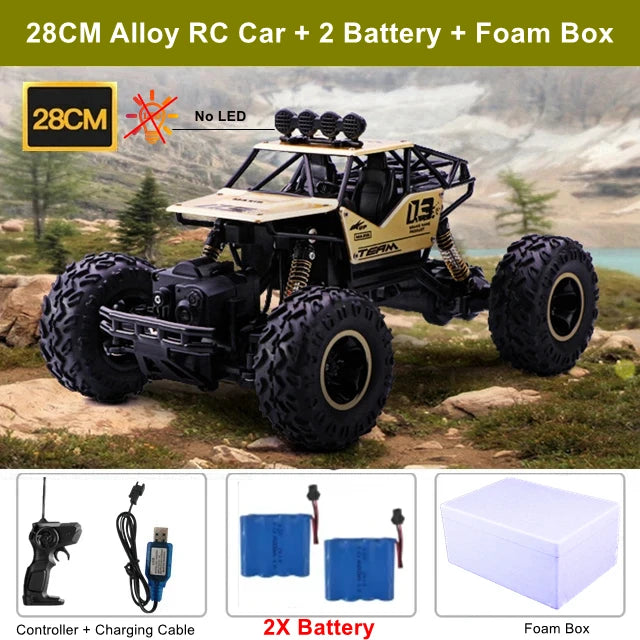 1:16 4WD RC Car With Led Lights Remote Control Cars Buggy Off Road 4x4 Radio Control Alloy Trucks Boys Toys for Children