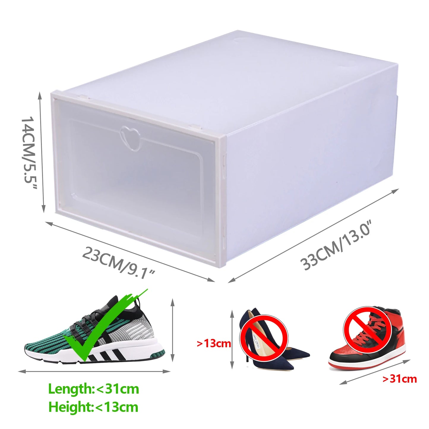 20 PCS Fold Plastic Shoes Case Thickened Transparent Drawer Case Plastic Shoe Boxes Stackable Box Shoe Organizer Shoebox