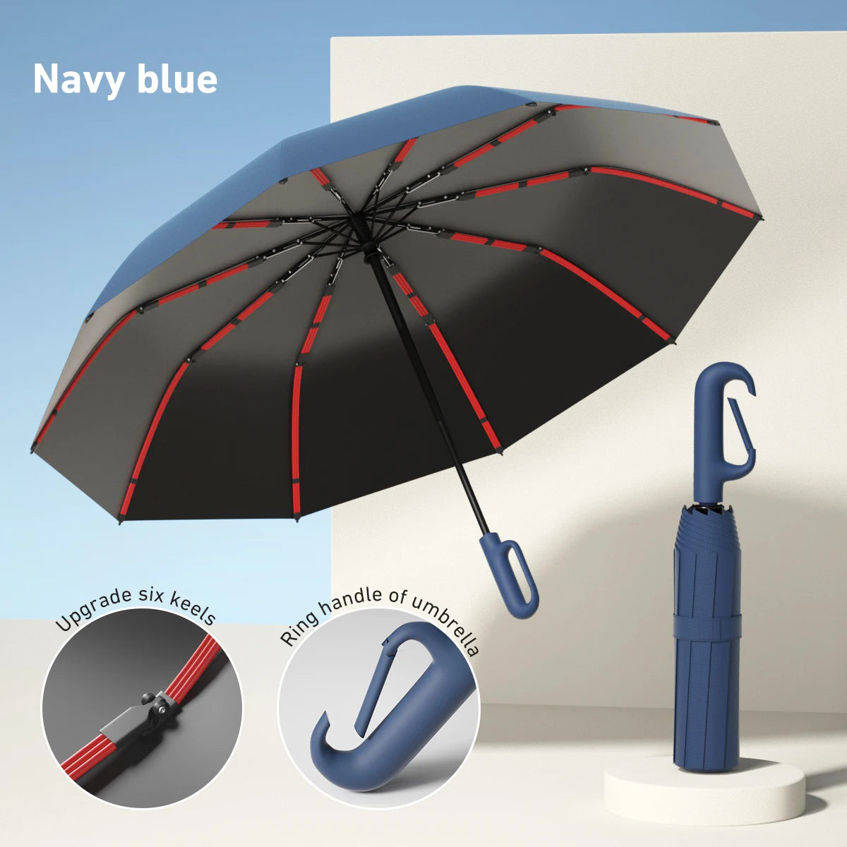 1 Handle Fully Automatic Folding Umbrella with Buckle, Easy to Carry Larger, Thicker and Sturdy. Suitable for Men and Women, Portable and Windproof, Double-Layer Windproof, Various Umbrella Bones, Snap or Rotating Handles, Va