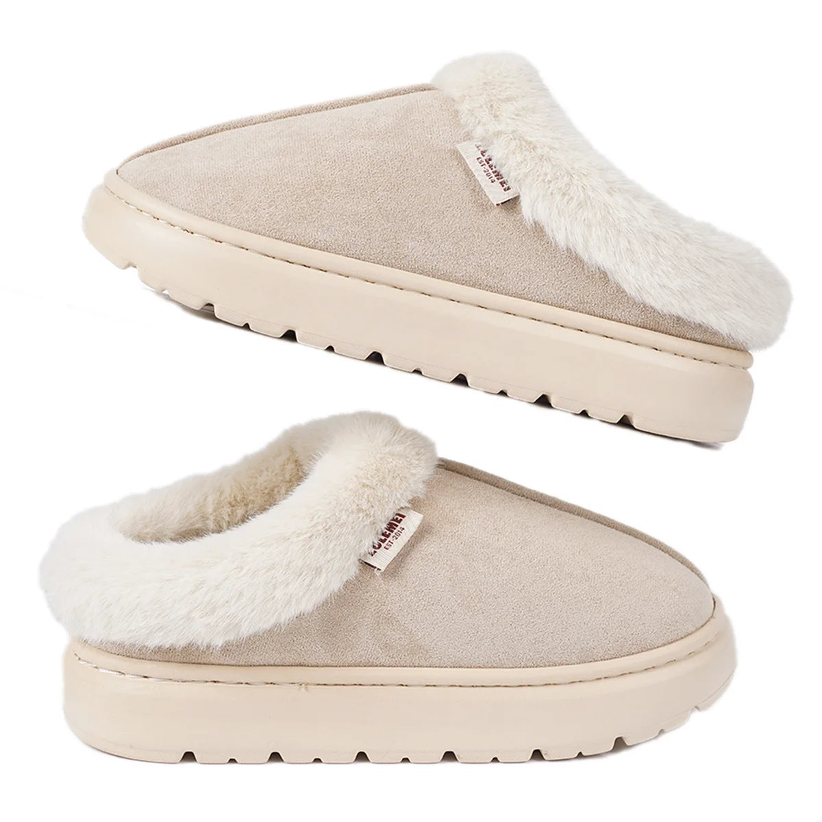 Kidmi Winter Women Shoes Casual House Shoes For Men 2024 Outdoor Warm Cotton Shoes For Women Indoor Plush Padded Slippers Female