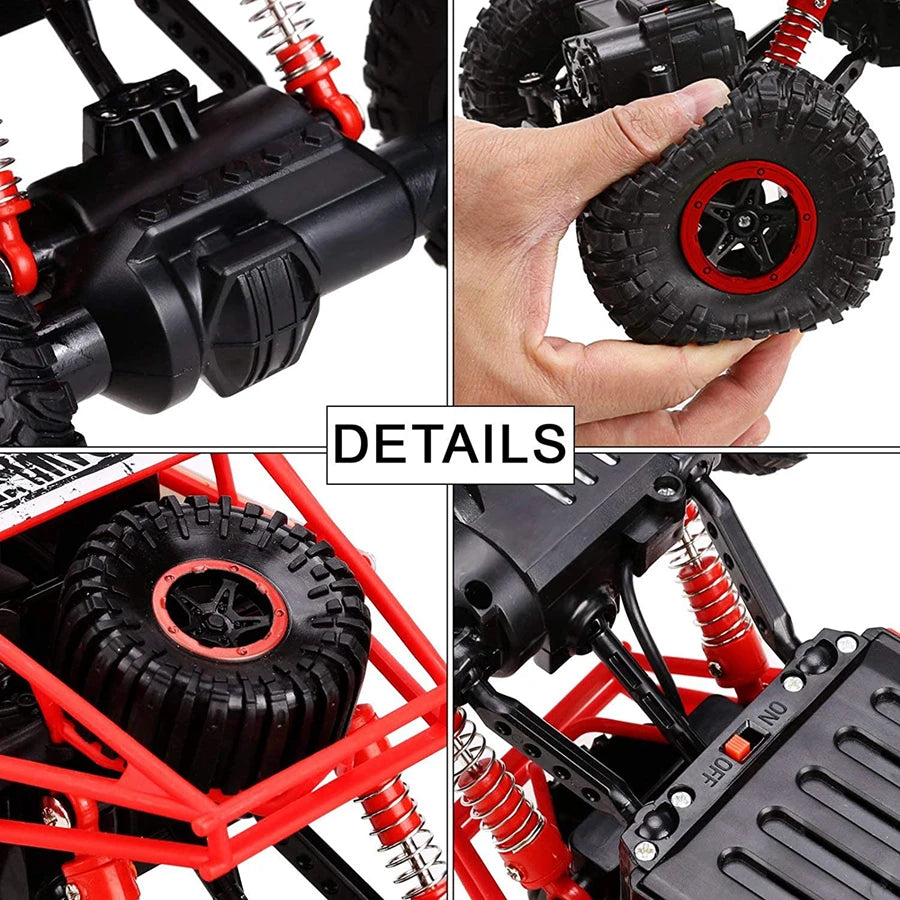 1:16 4WD RC Car With Led Lights Remote Control Cars Buggy Off Road 4x4 Radio Control Alloy Trucks Boys Toys for Children