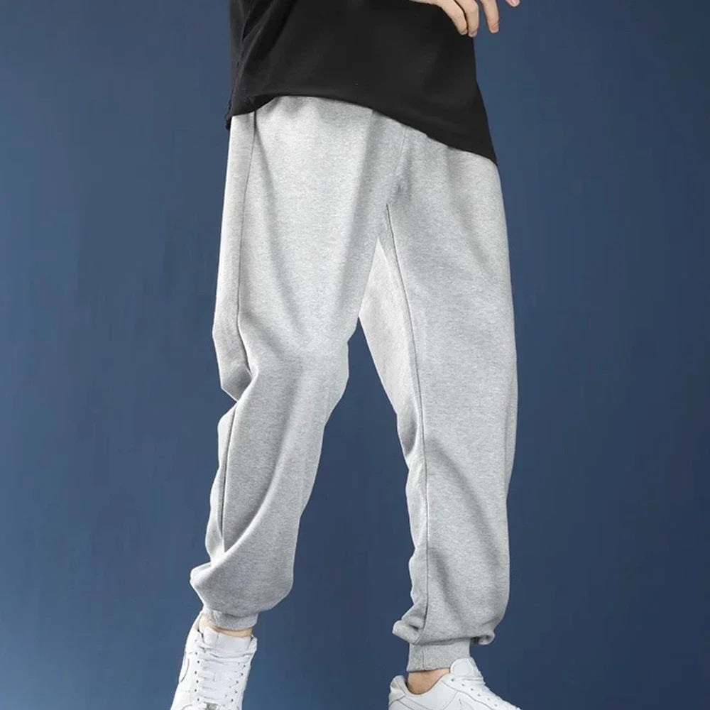 Men's Casual Sweatpants Fleece Sports Pants Unisex Fashion Solid Loose Trousers Streetwear Autumn Winter Jogging Fitness Pants