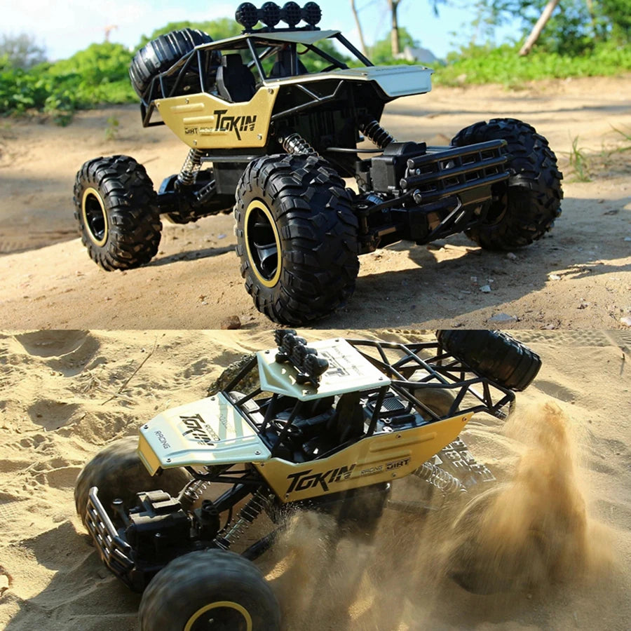 1:16 4WD RC Car With Led Lights Remote Control Cars Buggy Off Road 4x4 Radio Control Alloy Trucks Boys Toys for Children