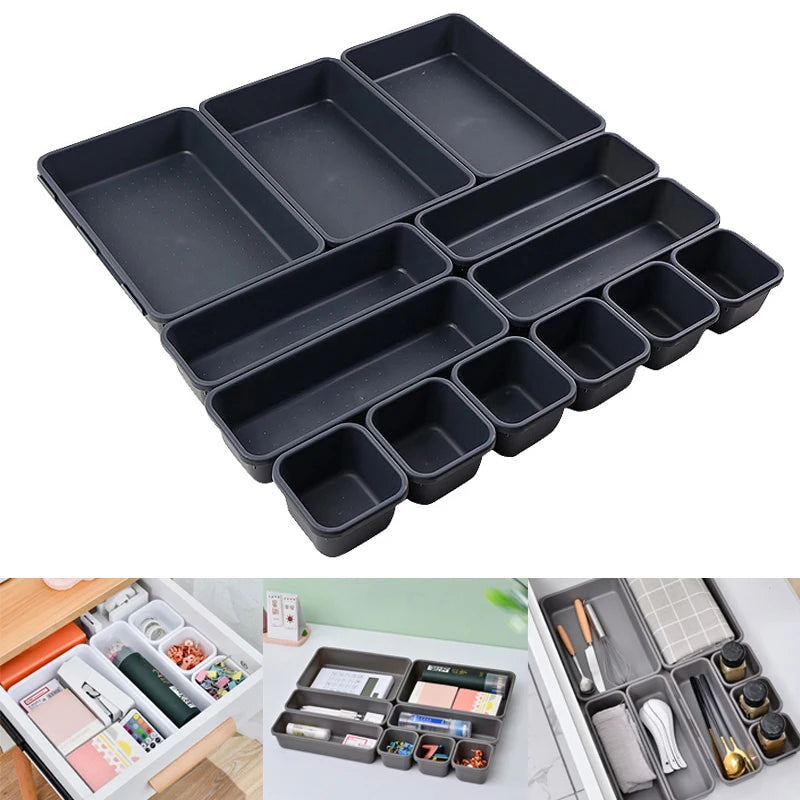 13Pcs/Set Drawer Organizers Separator For Home Office Desk Stationery Storage Box For Kitchen Bathroom Makeup Organizer Boxes