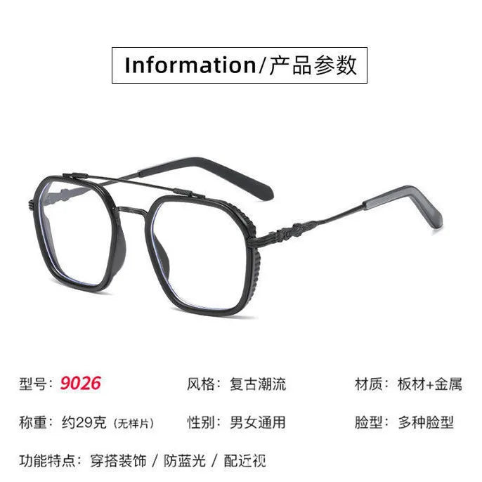 1PCs Blue Light Blocking Fashion High-end Glasses Men Optical Clear Glasses Black Square Frame Eyeglasses Anti-radiation