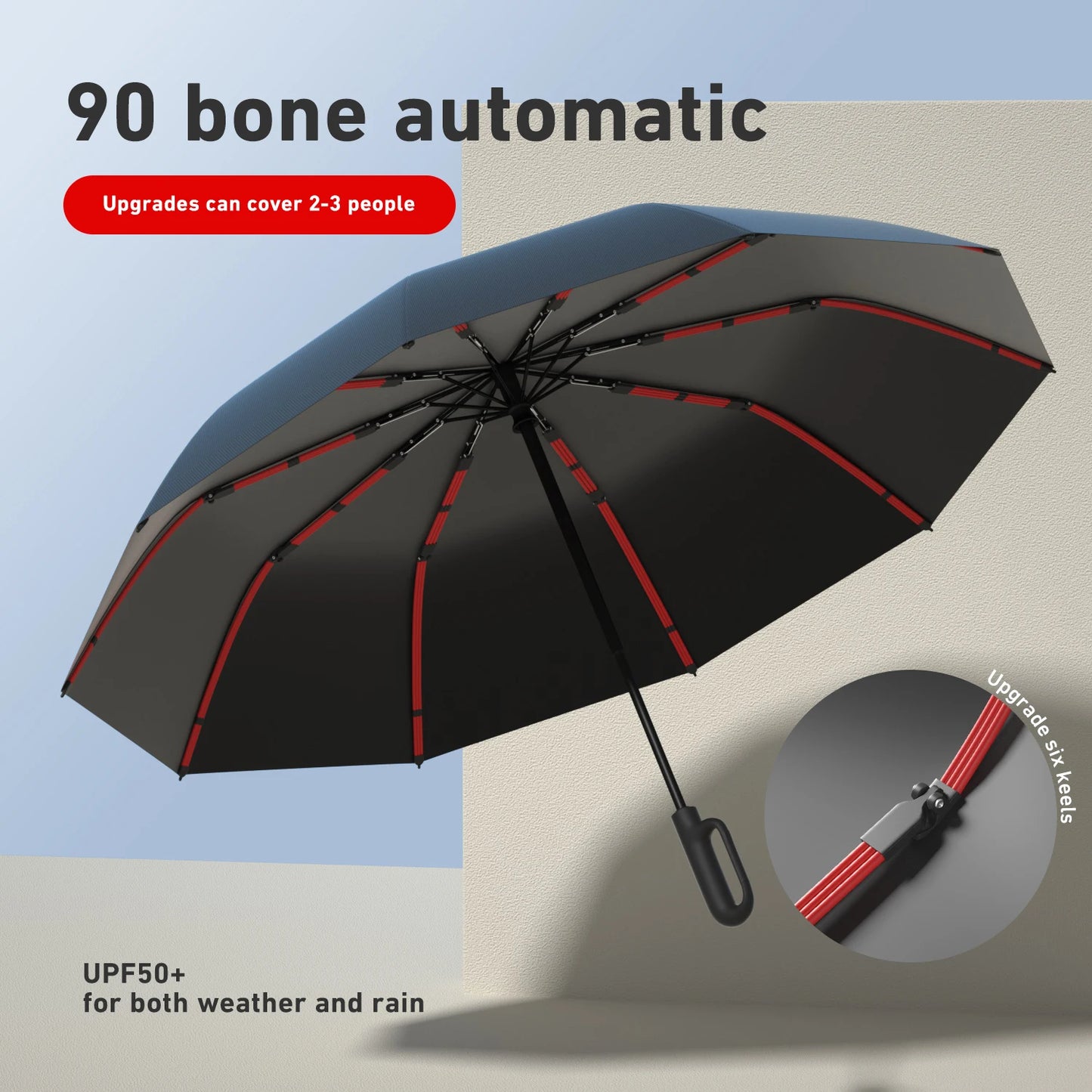 1 Handle Fully Automatic Folding Umbrella with Buckle, Easy to Carry Larger, Thicker and Sturdy. Suitable for Men and Women, Portable and Windproof, Double-Layer Windproof, Various Umbrella Bones, Snap or Rotating Handles, Va