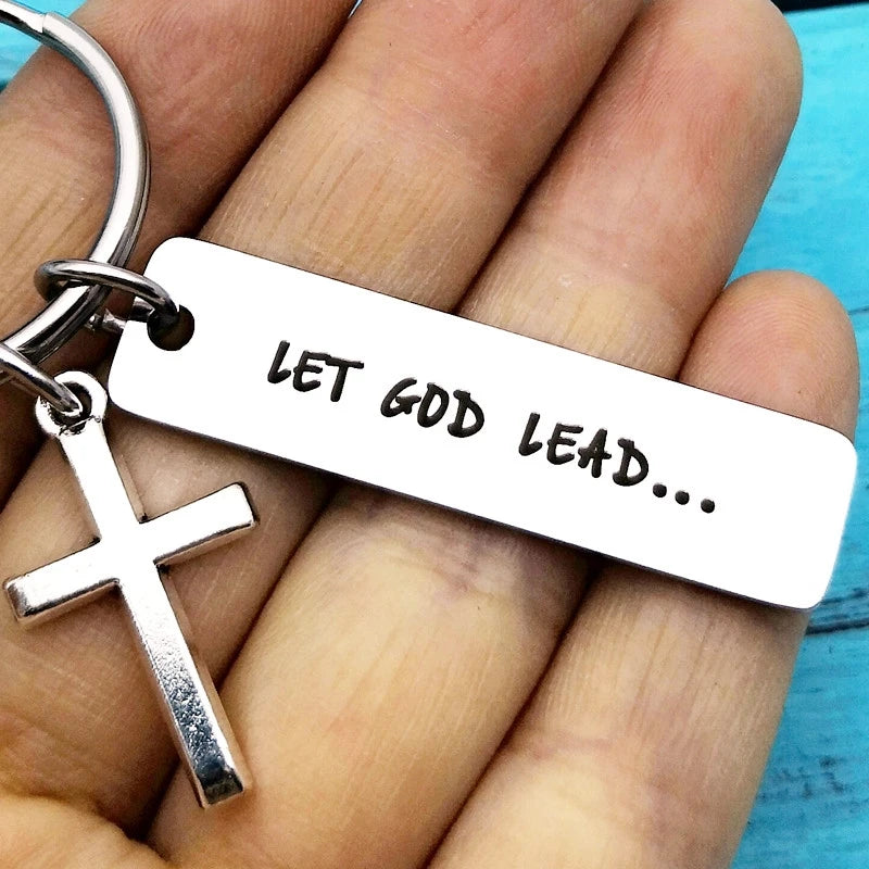 Let God Lead Cross Key Chain Faith Keychain Cross Keychain Cross Gift Prayer Gift Christian Jewelry