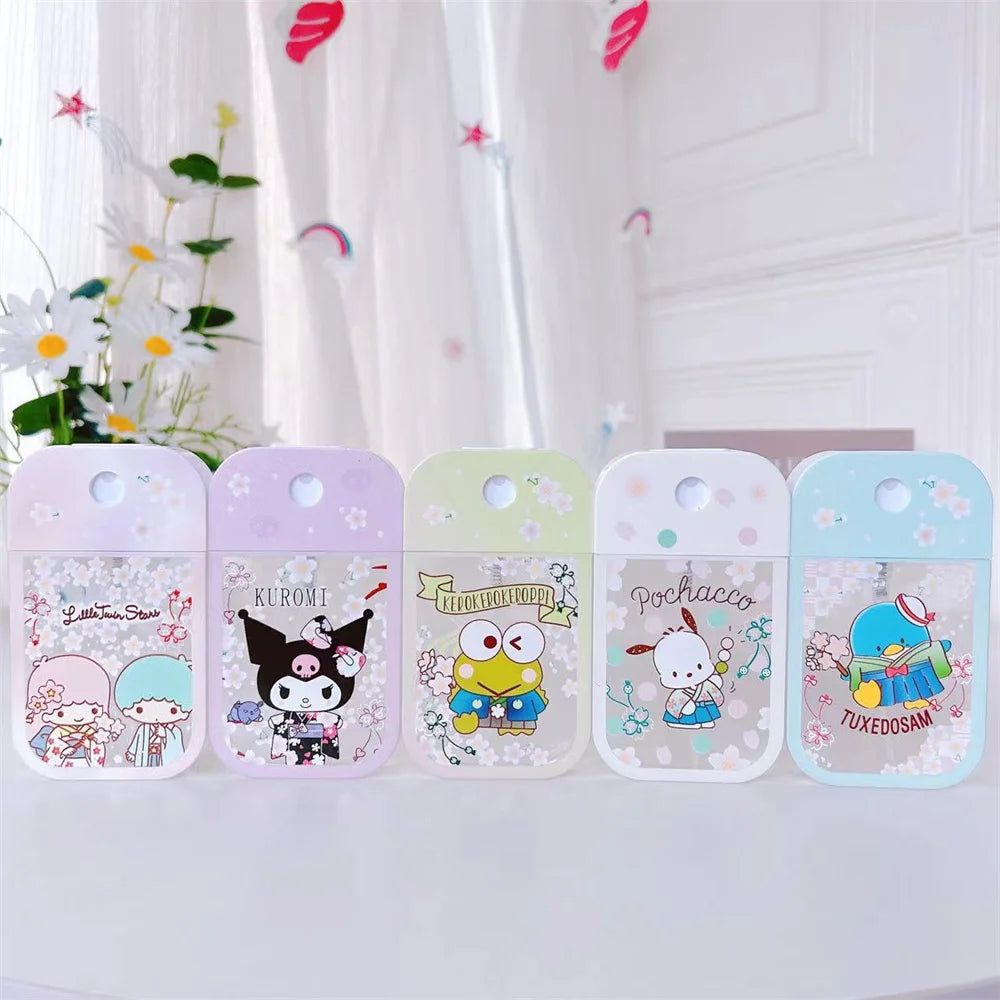 Hello Kitty Spray Perfume Bottle Kuromi Cinnamoroll Portable Press Bottled Sanrio Cherry Blossom Melody Pochacco Lotion Bottling