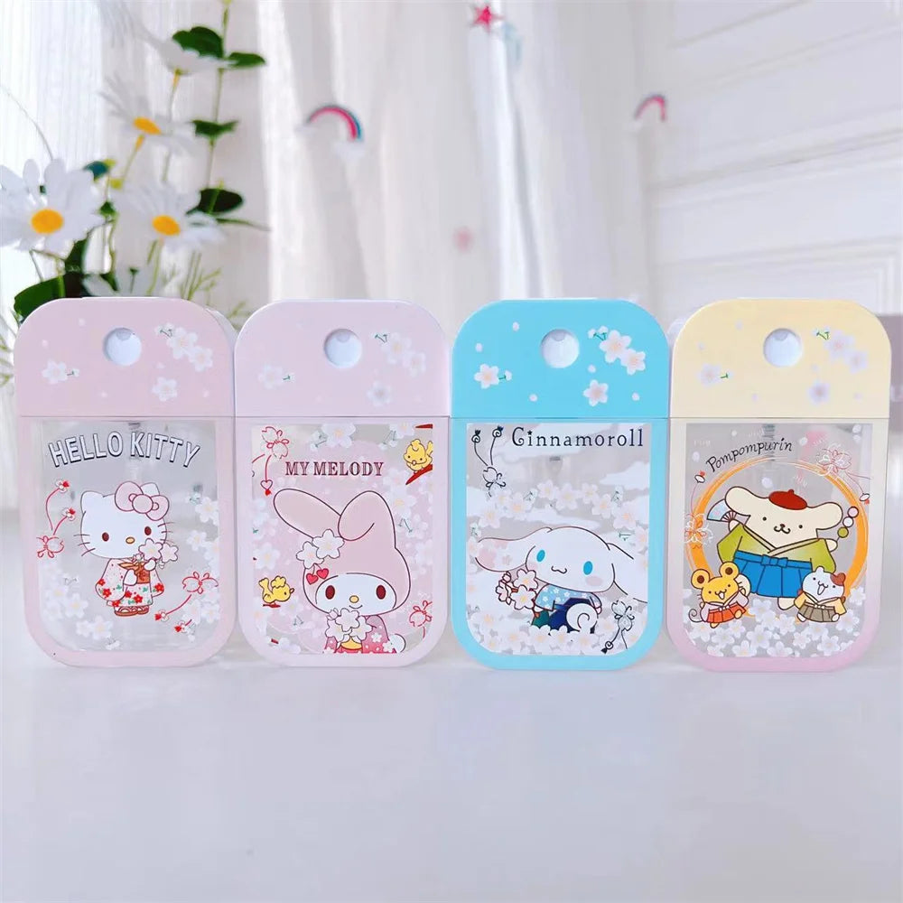 Hello Kitty Spray Perfume Bottle Kuromi Cinnamoroll Portable Press Bottled Sanrio Cherry Blossom Melody Pochacco Lotion Bottling