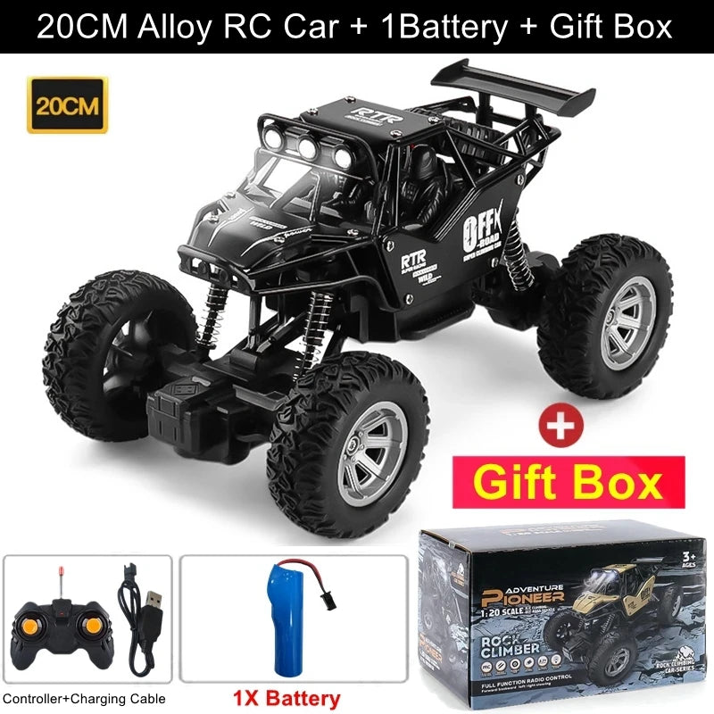 1:16 4WD RC Car With Led Lights Remote Control Cars Buggy Off Road 4x4 Radio Control Alloy Trucks Boys Toys for Children