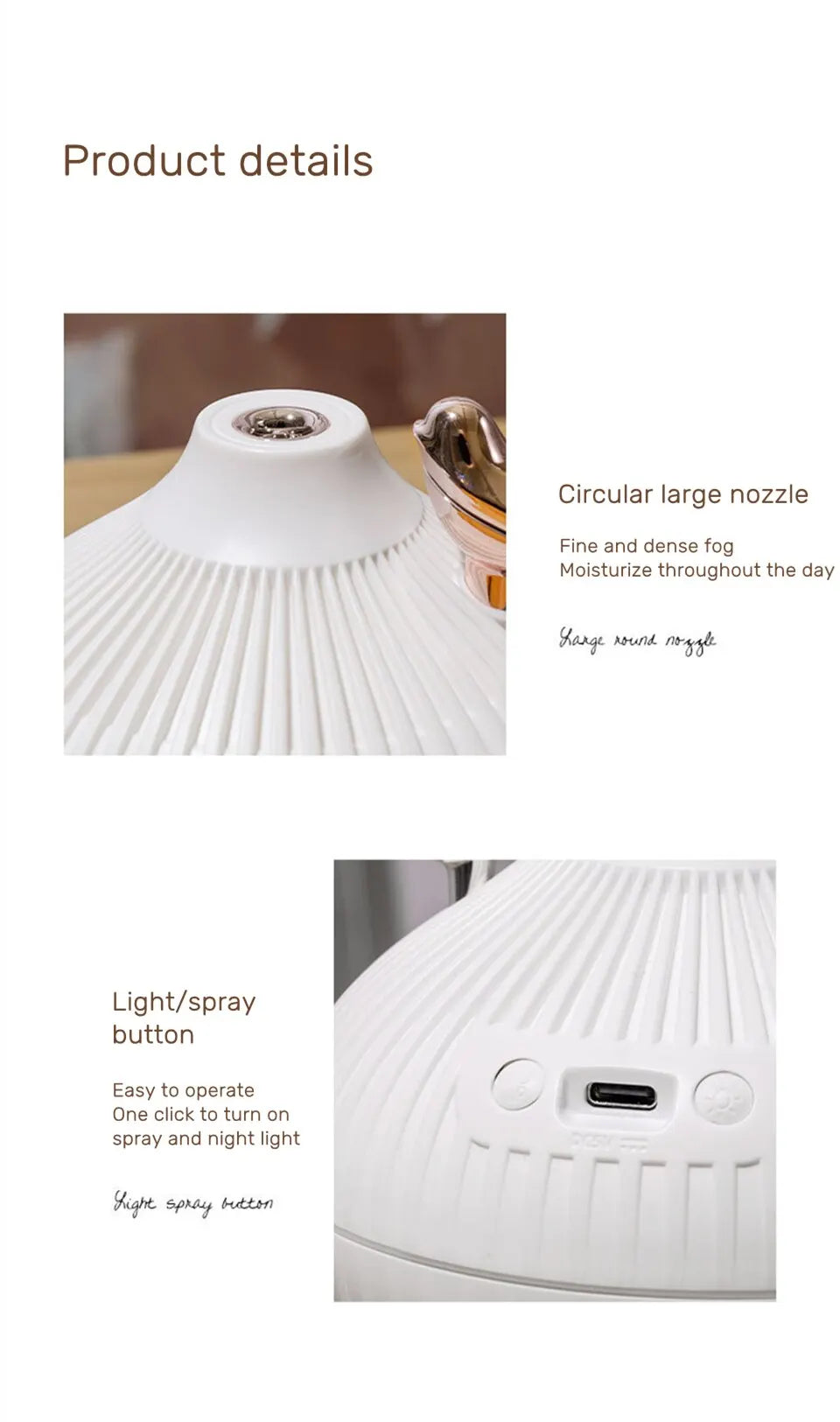 New Design 300ml Small Onion Air Humidifier Aroma Diffuser Portable Led Steam Smart Mist Usb Humidifier Purifier