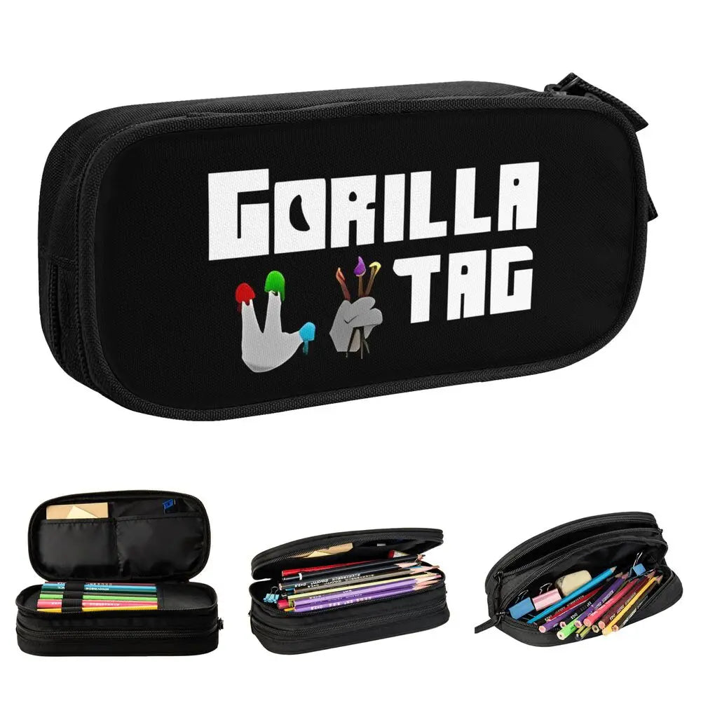 Lovely Gorilla Tag VR Gamer Gaming Pencil Case Hot Games Pencilcases Pen Kids Big Capacity Bags Office Zipper Stationery