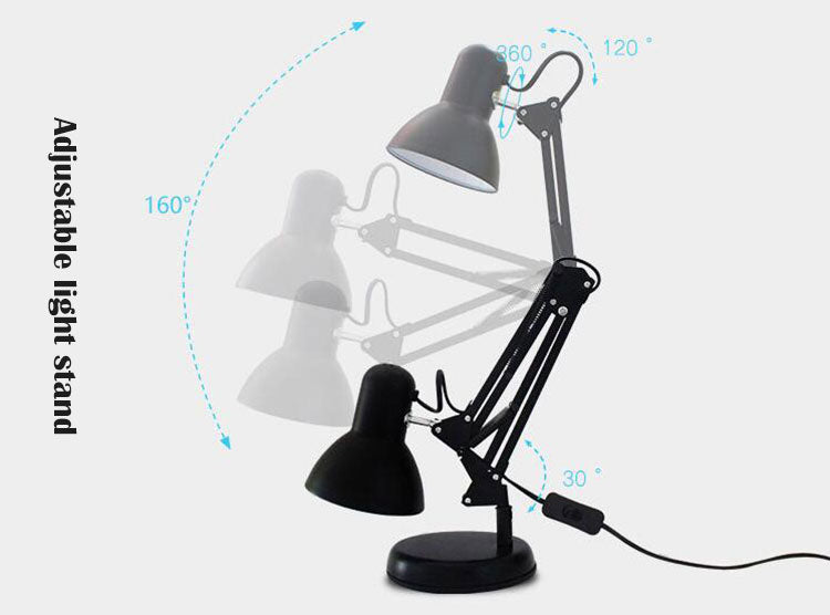 LED Lamp Vintage Portable Lamps with Clamp Book Reading Folding Writing Study Light Fixture for Nail Manicure Table