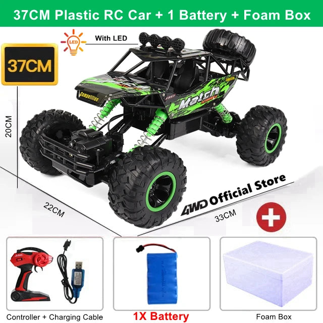 1:16 4WD RC Car With Led Lights Remote Control Cars Buggy Off Road 4x4 Radio Control Alloy Trucks Boys Toys for Children