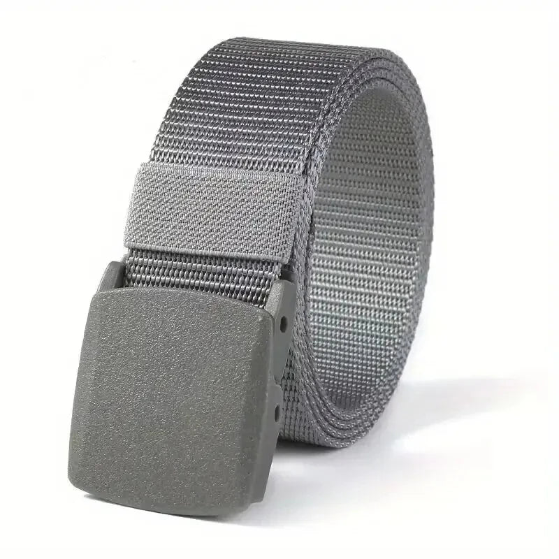 1pc Men's Canvas Belt Plastic Buckle Metal-Free Nylon Tactical Waist Belt Women's Belt Outdoor Hiking Webbing Belt Neutral Belts