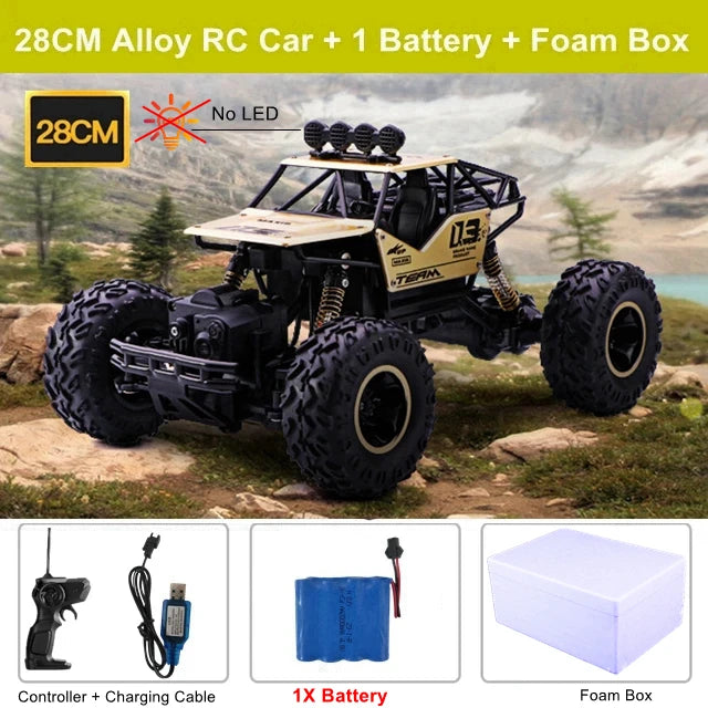 1:16 4WD RC Car With Led Lights Remote Control Cars Buggy Off Road 4x4 Radio Control Alloy Trucks Boys Toys for Children