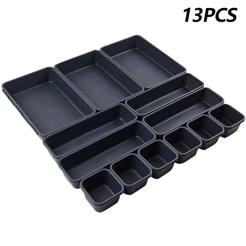 13Pcs/Set Drawer Organizers Separator For Home Office Desk Stationery Storage Box For Kitchen Bathroom Makeup Organizer Boxes