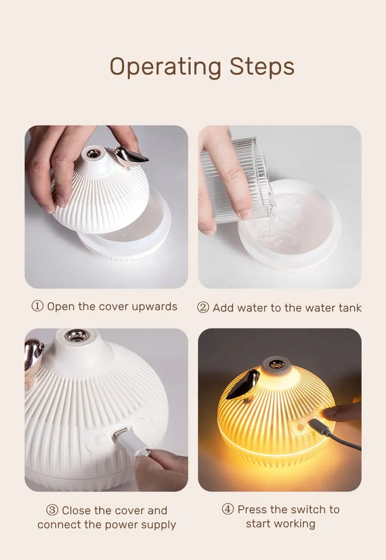 New Design 300ml Small Onion Air Humidifier Aroma Diffuser Portable Led Steam Smart Mist Usb Humidifier Purifier