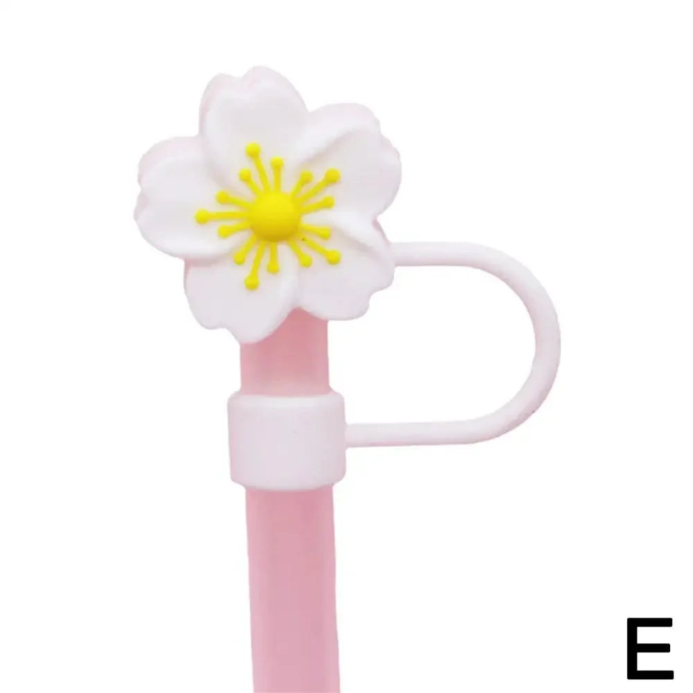 Flower Silicone Straw Covers For Water Glass Bottle Flower Shape Drinking Dust Cap Straw Tips Cover Cup Accessories For 8mm