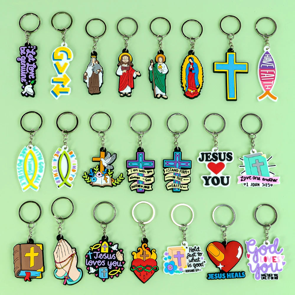 1PCS Religious Series Keychain Cross Bible Keyring Women Men Faithful keyring Room Key Car Key Accessories Kids Friends Key Gift