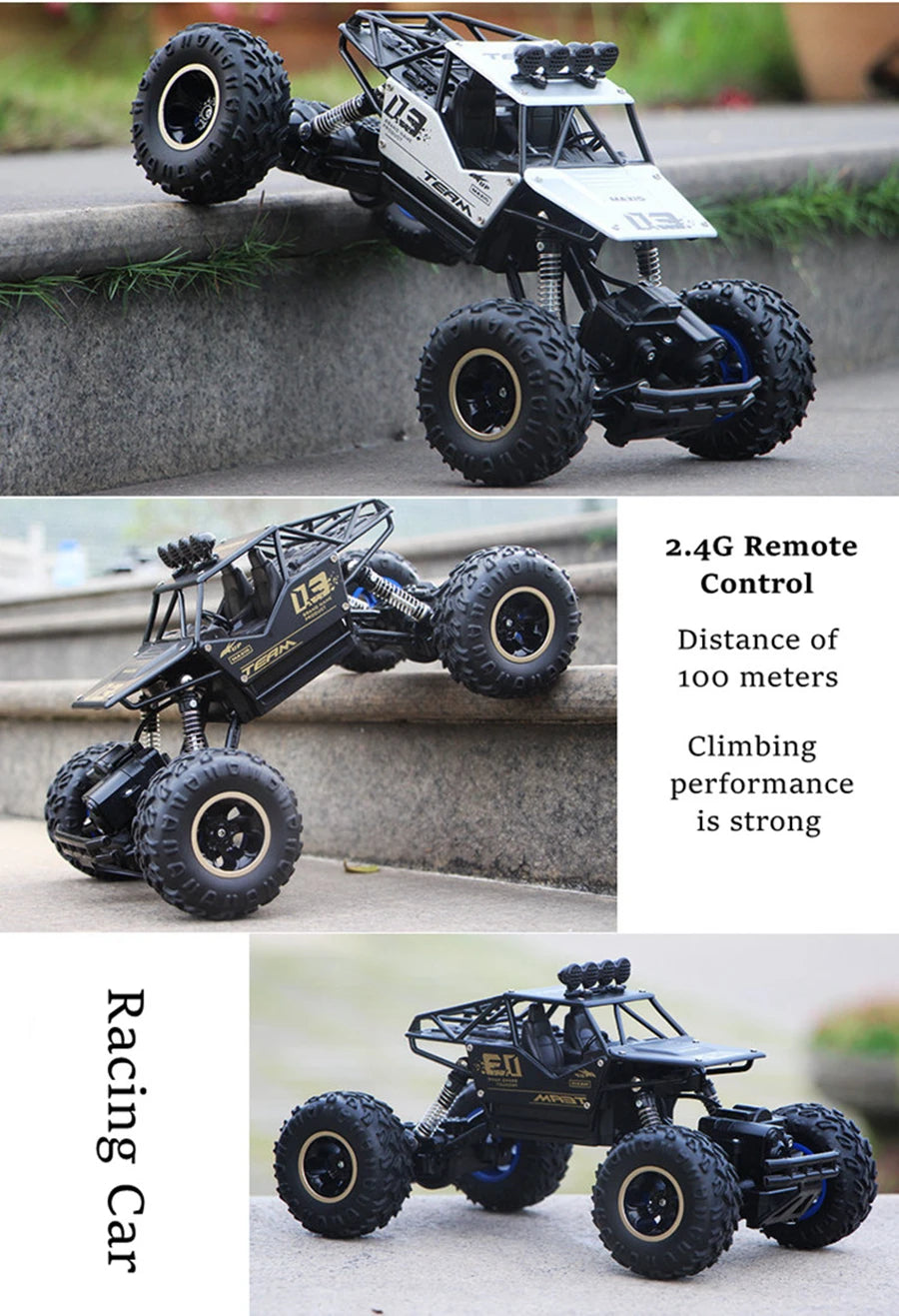 1:16 4WD RC Car With Led Lights Remote Control Cars Buggy Off Road 4x4 Radio Control Alloy Trucks Boys Toys for Children