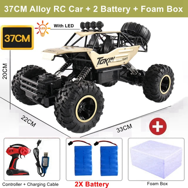 1:16 4WD RC Car With Led Lights Remote Control Cars Buggy Off Road 4x4 Radio Control Alloy Trucks Boys Toys for Children