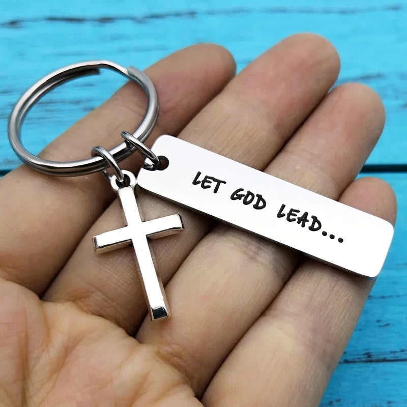 Let God Lead Cross Key Chain Faith Keychain Cross Keychain Cross Gift Prayer Gift Christian Jewelry