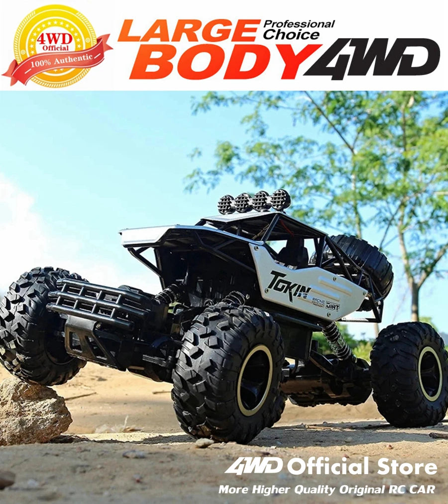 1:16 4WD RC Car With Led Lights Remote Control Cars Buggy Off Road 4x4 Radio Control Alloy Trucks Boys Toys for Children