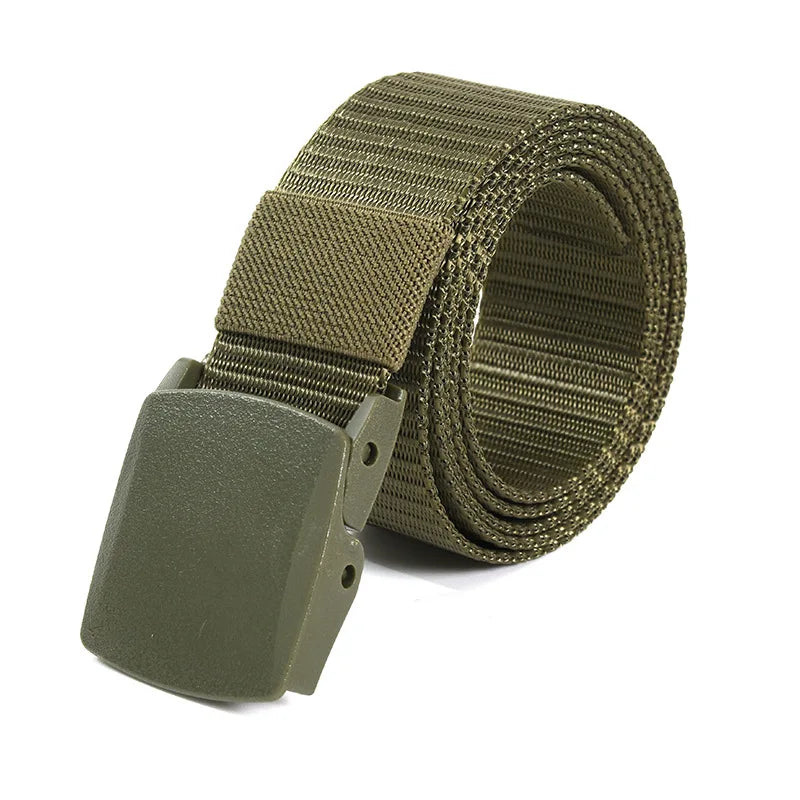 1pc Men's Canvas Belt Plastic Buckle Metal-Free Nylon Tactical Waist Belt Women's Belt Outdoor Hiking Webbing Belt Neutral Belts