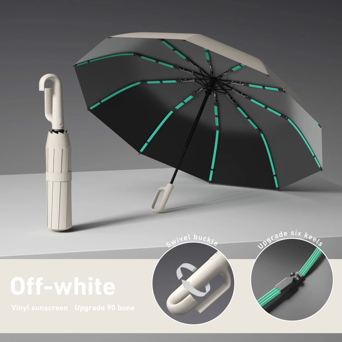 1 Handle Fully Automatic Folding Umbrella with Buckle, Easy to Carry Larger, Thicker and Sturdy. Suitable for Men and Women, Portable and Windproof, Double-Layer Windproof, Various Umbrella Bones, Snap or Rotating Handles, Va