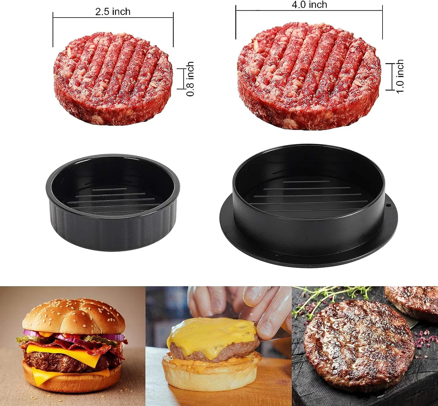 Hamburger Press Patty Maker Burger Press 3 in 1 Non-Stick Meat Beef Veggie Hamburger Mold Kitchen Gadgets to Make Patty