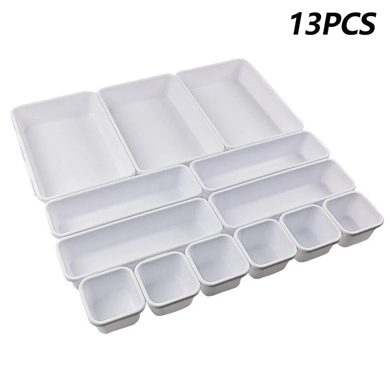 13Pcs/Set Drawer Organizers Separator For Home Office Desk Stationery Storage Box For Kitchen Bathroom Makeup Organizer Boxes