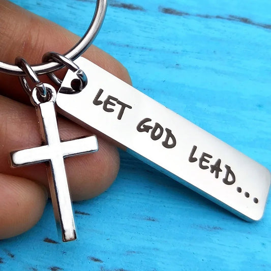 Let God Lead Cross Key Chain Faith Keychain Cross Keychain Cross Gift Prayer Gift Christian Jewelry