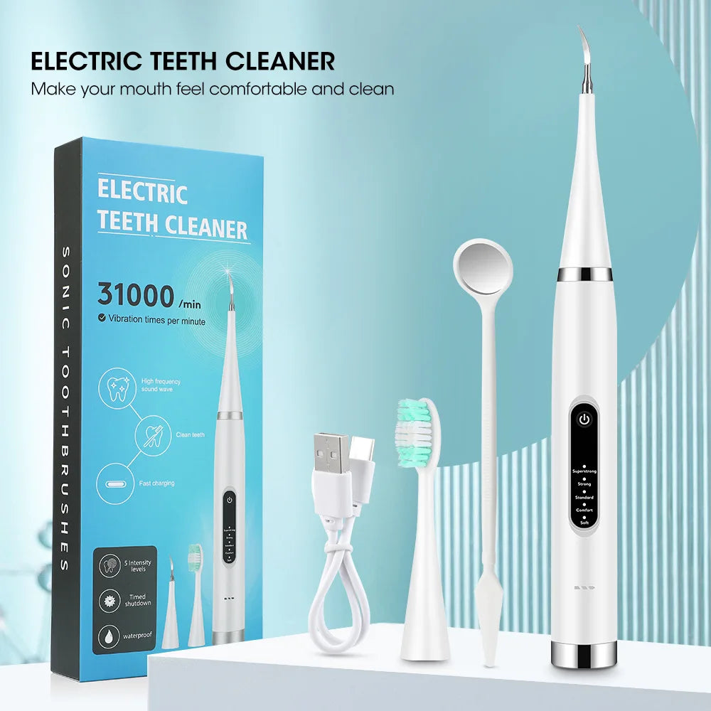 Electric Tooth Whitening Brush Frequency Sonic Teeth Cleaner Dental Scaler Toothbrush Calculus Plaque Remover Stone Remover Kit