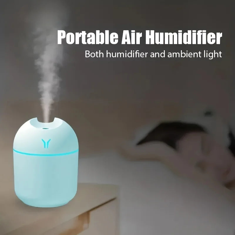 1pc Portable USB ultrasonic air humidifier, essential oil diffuser, car purifier with LED light romantic light