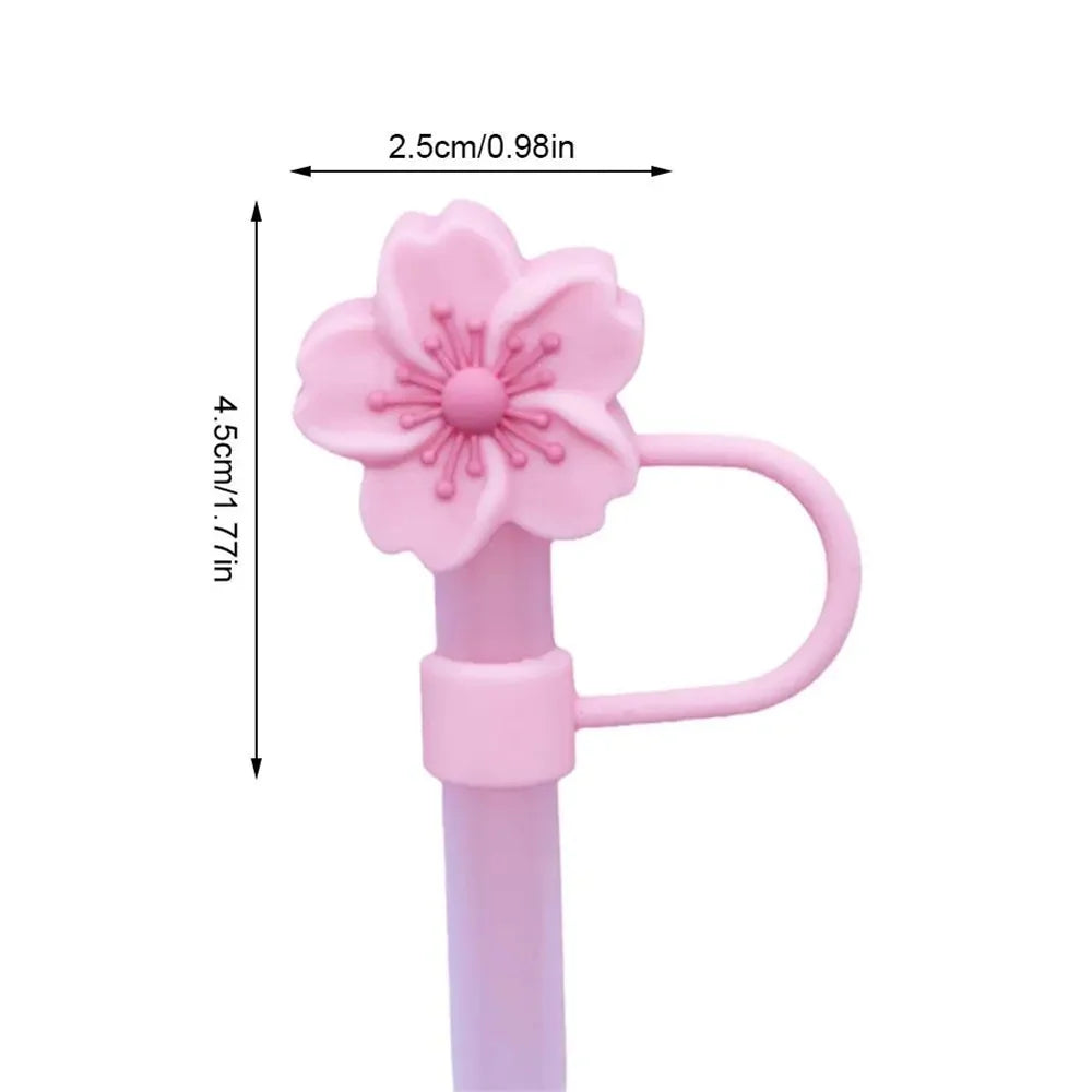 Flower Silicone Straw Covers For Water Glass Bottle Flower Shape Drinking Dust Cap Straw Tips Cover Cup Accessories For 8mm